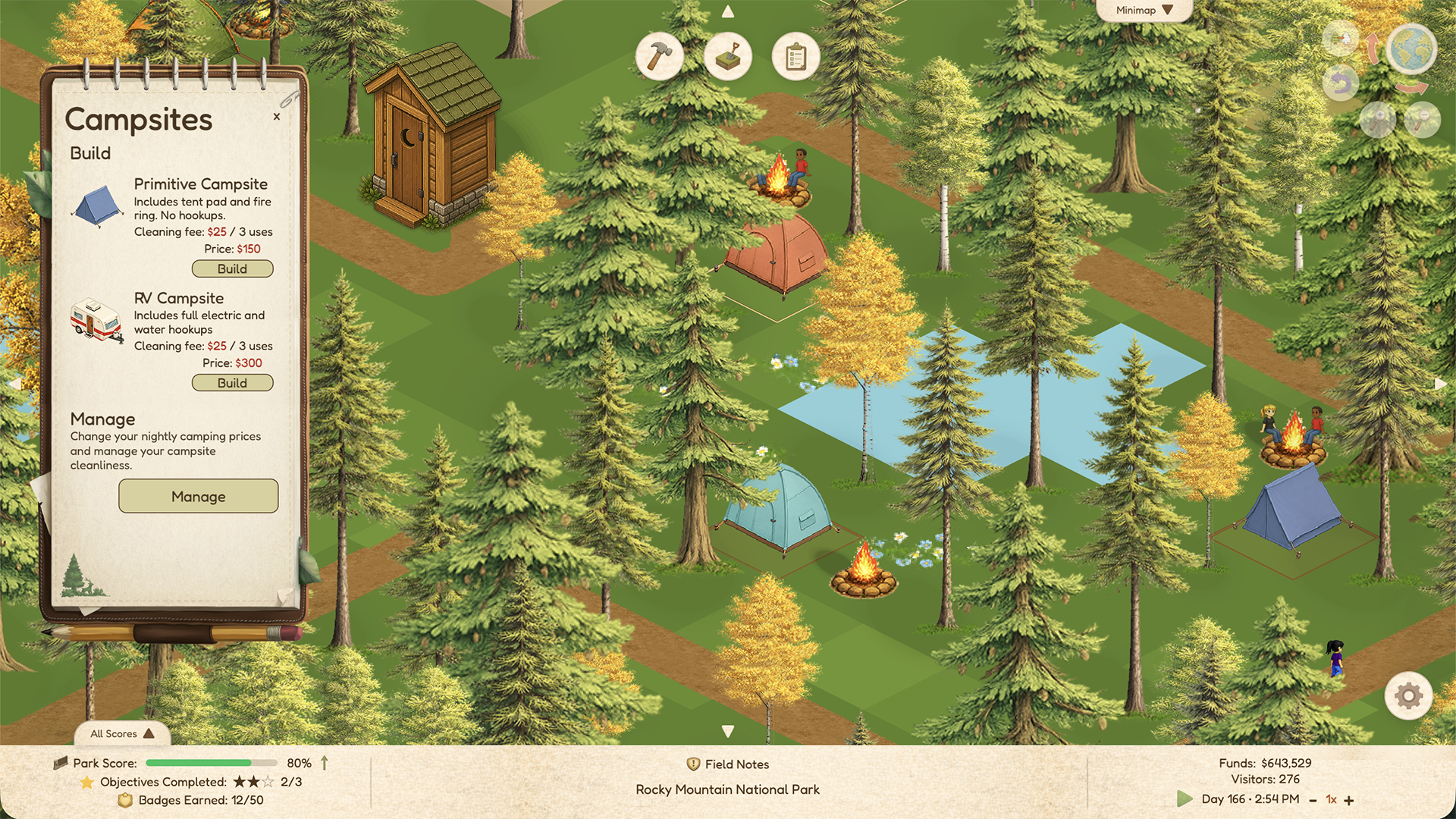 National Park Tycoon campsites screenshot