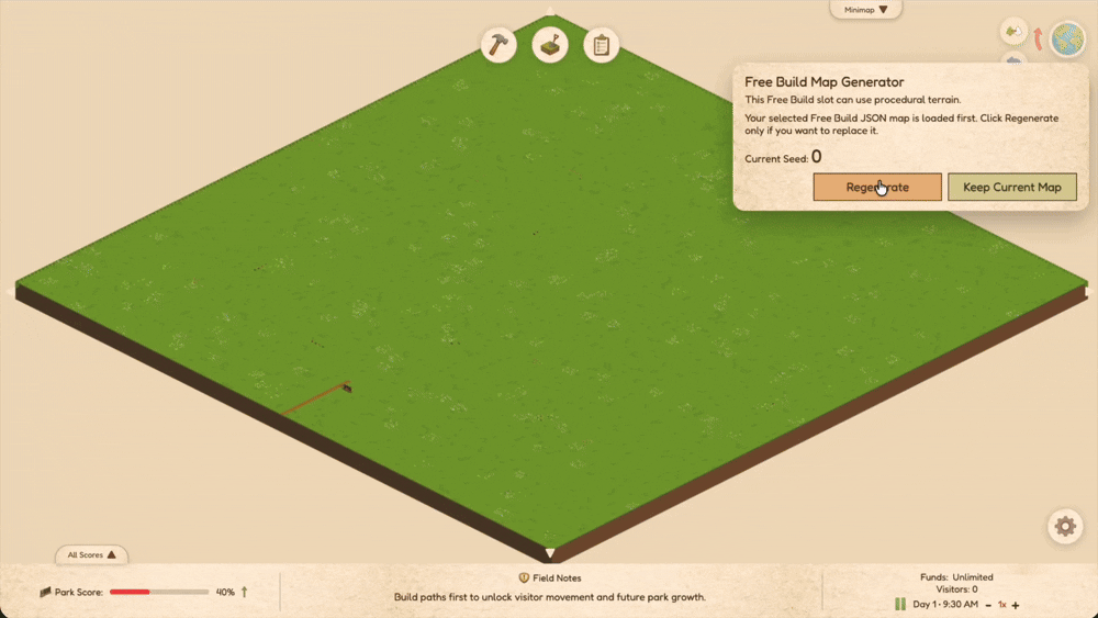 Random map generation in National Park Tycoon